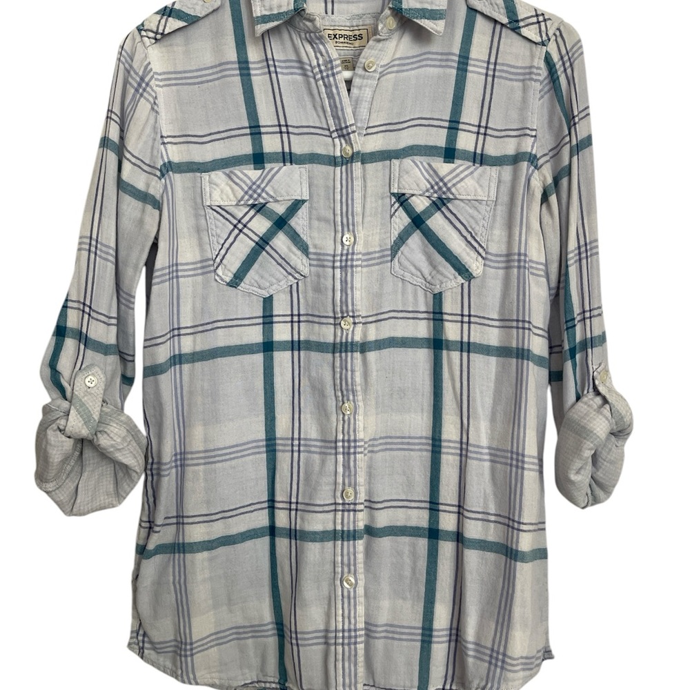 Express Plaid Button-Up Shirt